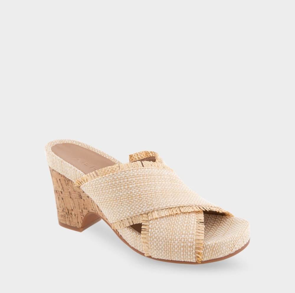 AEROSOLES Cream Woven Mules